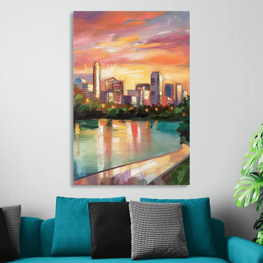 Austin Enchanting Cityscape Sitting Room - Canvas Wall Art