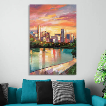 Austin Enchanting Cityscape Sitting Room - Canvas Wall Art