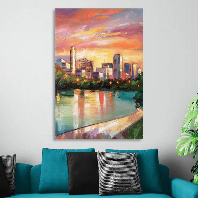 Austin Enchanting Cityscape Sitting Room - Canvas Wall Art