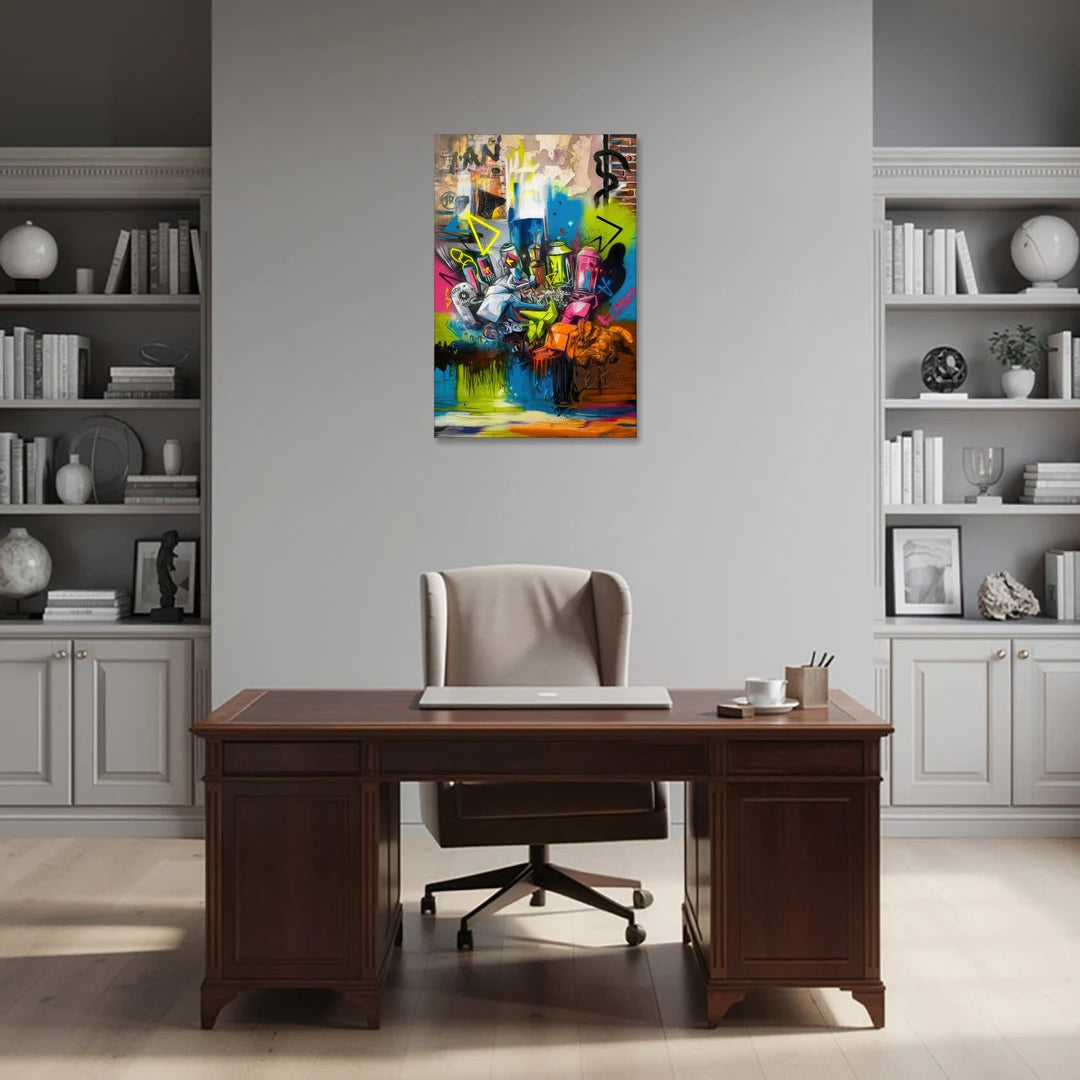 Austin Graffiti Street Style - Canvas Wall Art - Office - 24x36