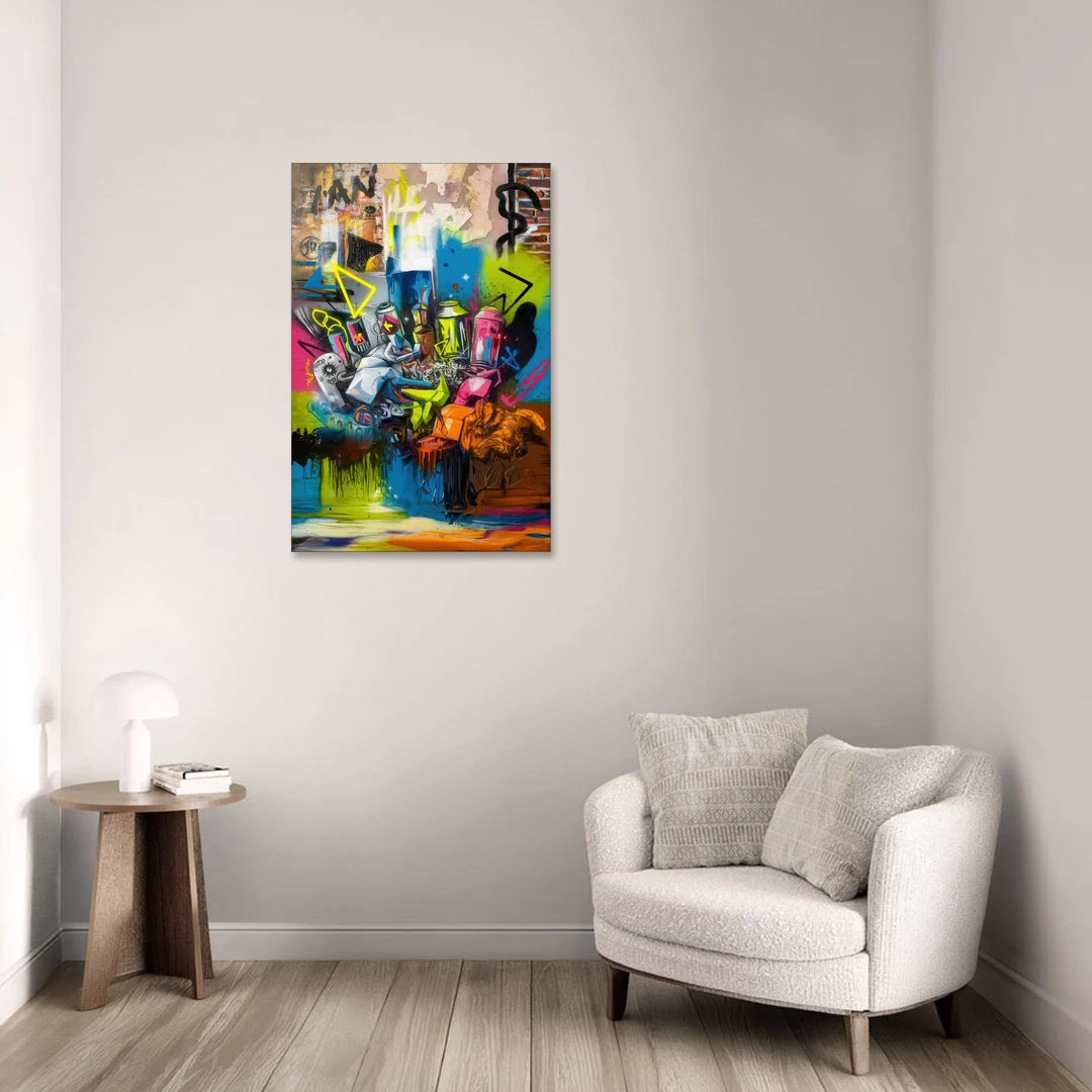 Austin Graffiti Street Style - Canvas Wall Art - Sofa - 24x36