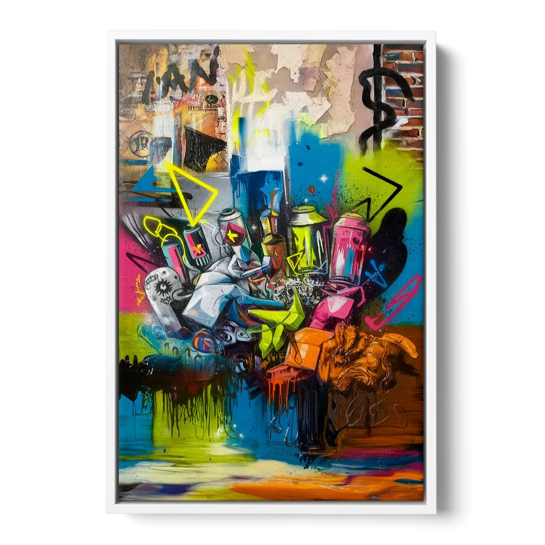 Austin Graffiti Street Style Front - White Canvas Wall Art