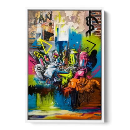 Austin Graffiti Street Style Front - White Canvas Wall Art
