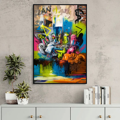 Austin Graffiti Street Style Living Room - Black Canvas Wall Art