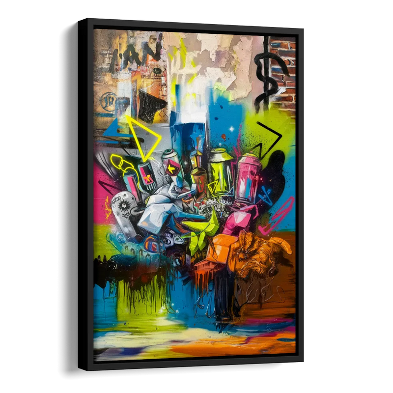 Austin Graffiti Street Style Side - Black Canvas Wall Art
