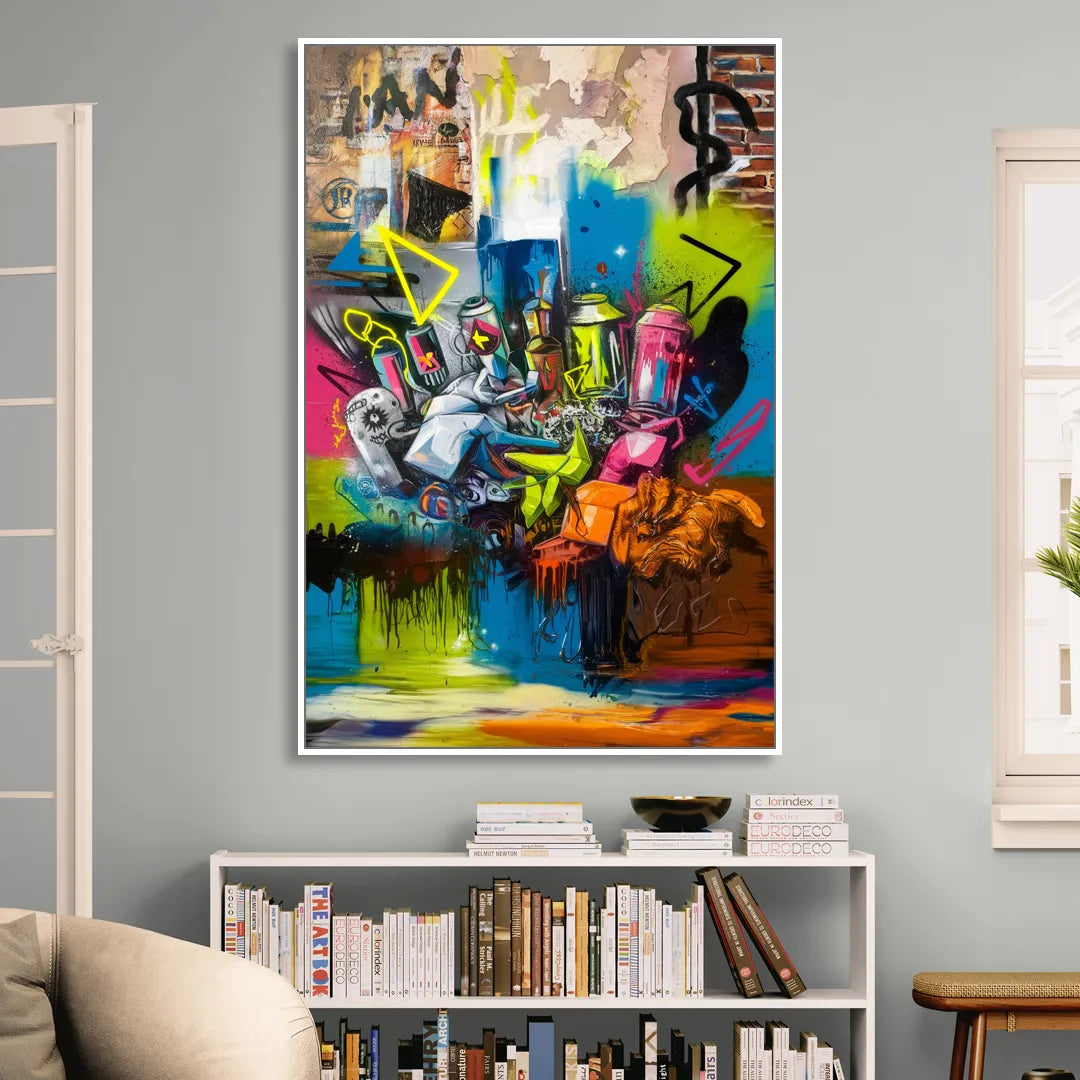 Austin Graffiti Street Style Living Room - White Canvas Wall Art