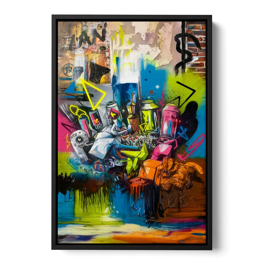 Austin Graffiti Street Style Front - Black Canvas Wall Art