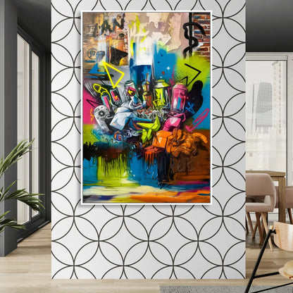 Austin Graffiti Street Style Sitting Room - White Canvas Wall Art