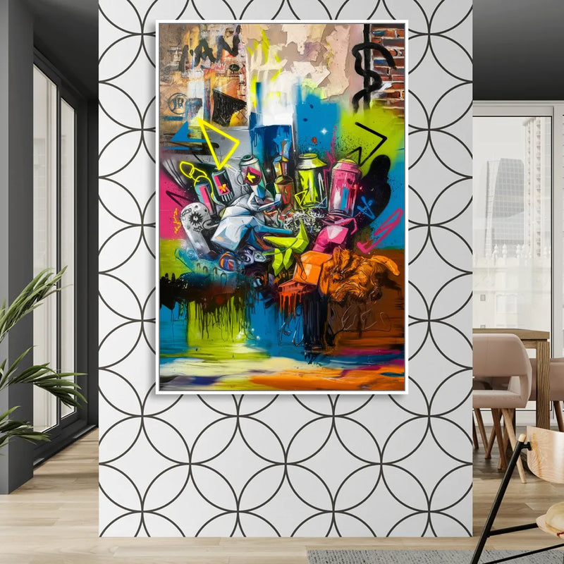 Austin Graffiti Street Style Sitting Room - White Canvas Wall Art