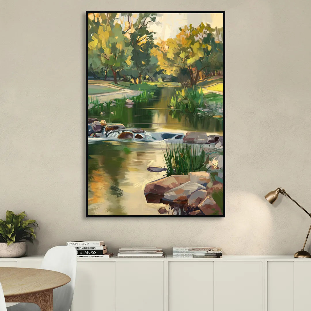 Austin Greenbelt Escape Sitting Room - Black Canvas Wall Art