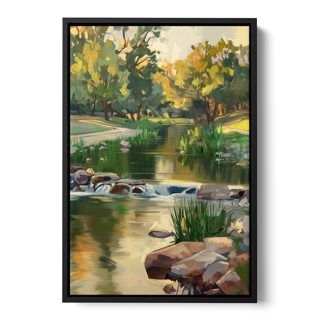 Austin Greenbelt Escape Front - Black Canvas Wall Art