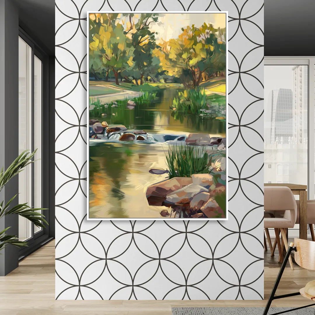 Austin Greenbelt Escape Living Room - White Canvas Wall Art