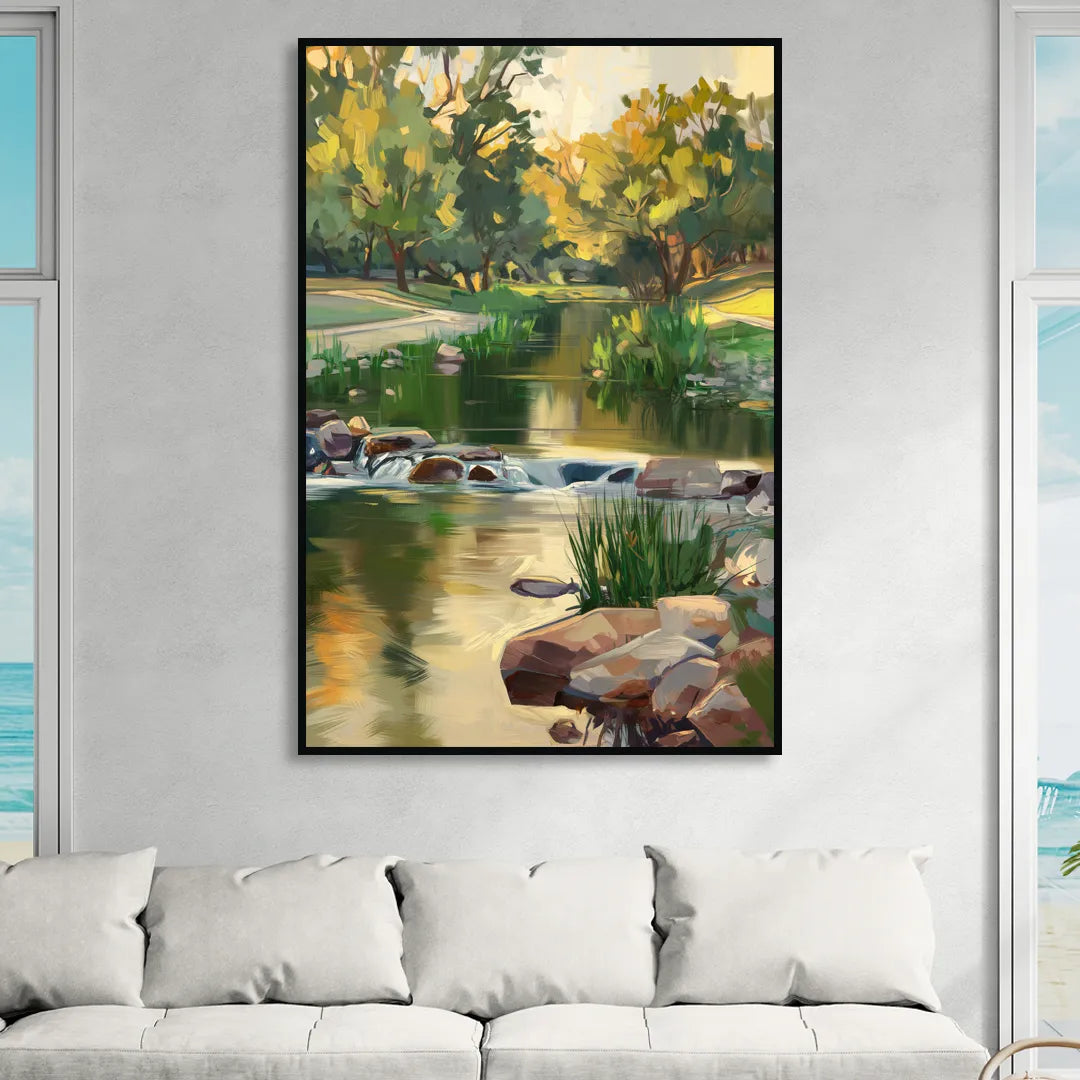 Austin Greenbelt Escape Living Room - Black Canvas Wall Art