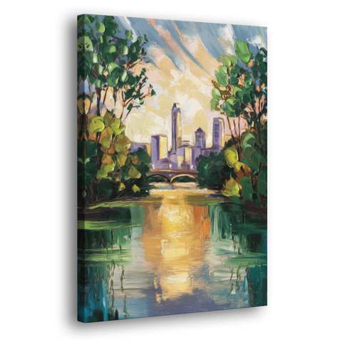 Austin Lady Bird Lake Scene - Canvas Wall Art - Side