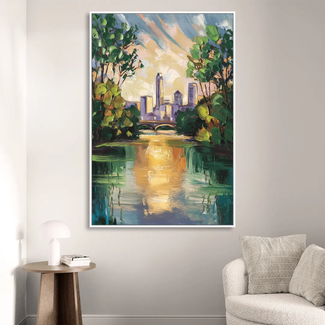 Austin Lady Bird Lake Scene Living Room - White Canvas Wall Art