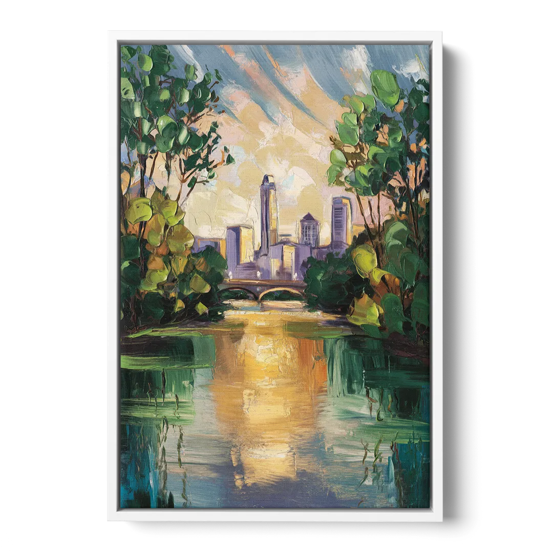 Austin Lady Bird Lake Scene Front - White Canvas Wall Art