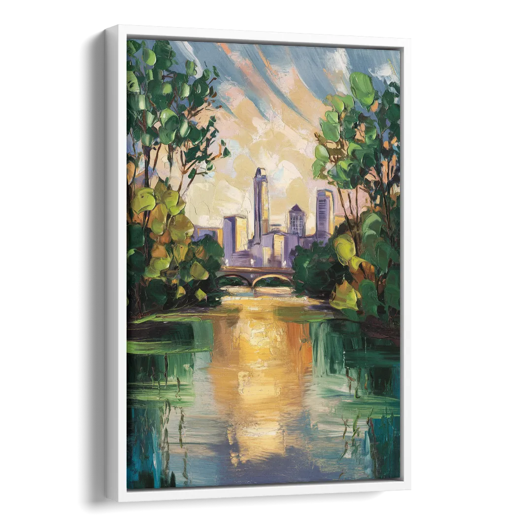 Austin Lady Bird Lake Scene Side - White Canvas Wall Art