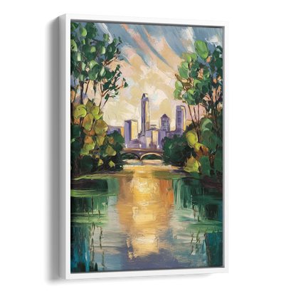 Austin Lady Bird Lake Scene Side - White Canvas Wall Art
