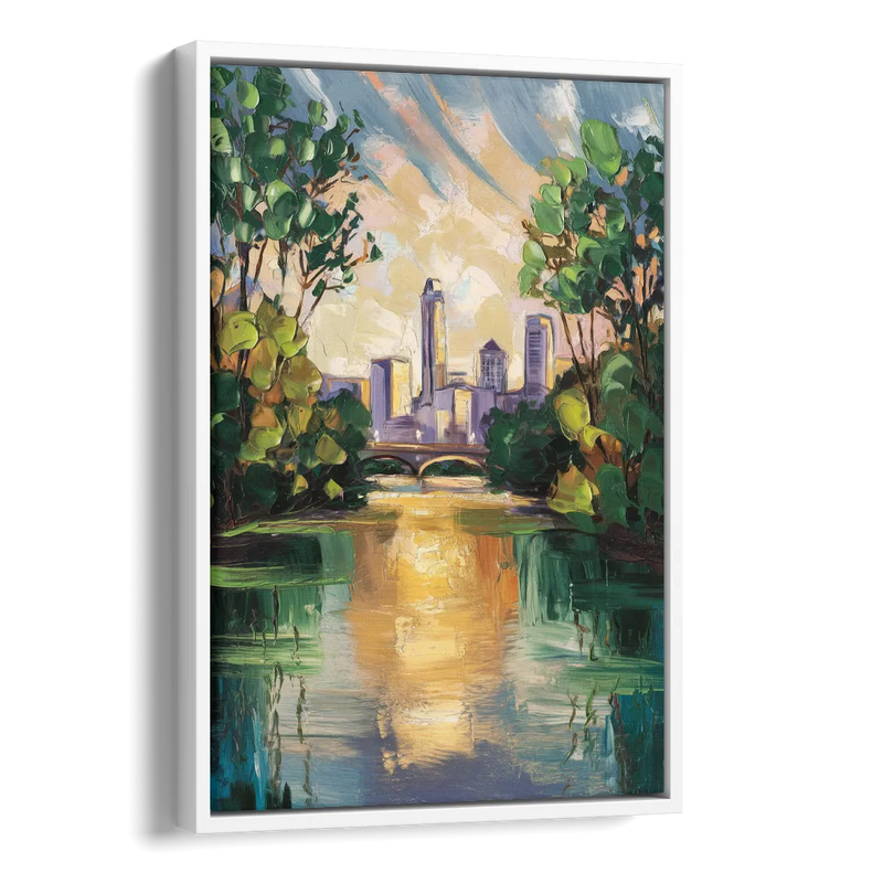 Austin Lady Bird Lake Scene Side - White Canvas Wall Art