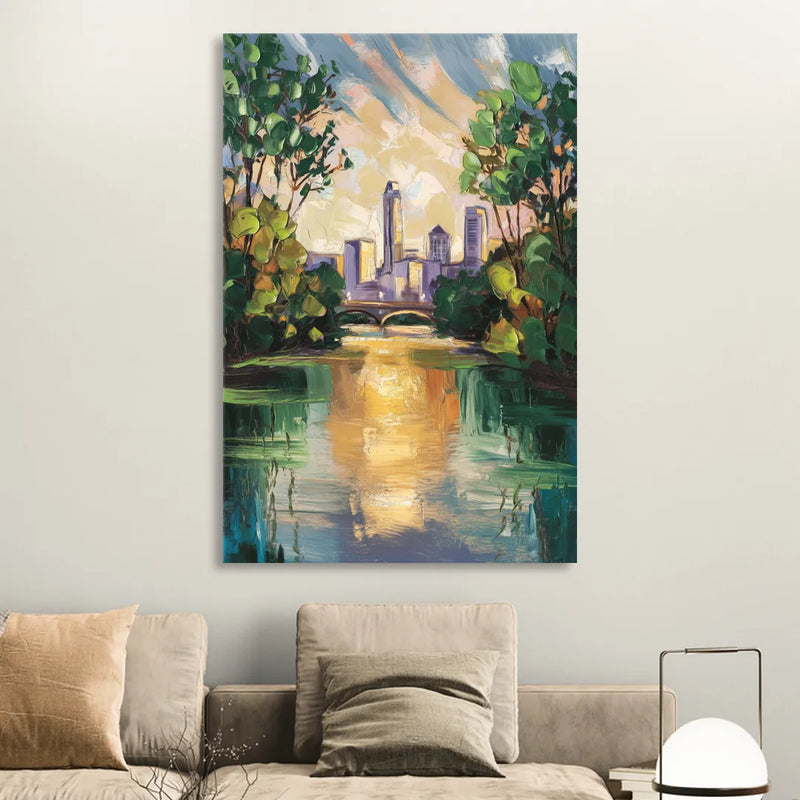 Austin Lady Bird Lake Scene Living Room - Canvas Wall Art