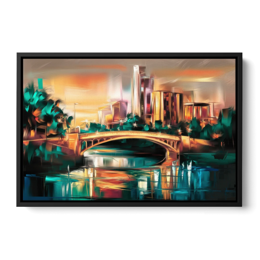 Austin Lamar Boulevard Magic - Black Framed Canvas Wall Art - Front
