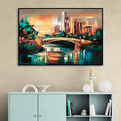Austin Lamar Boulevard Magic Living Room - Black Canvas Wall Art