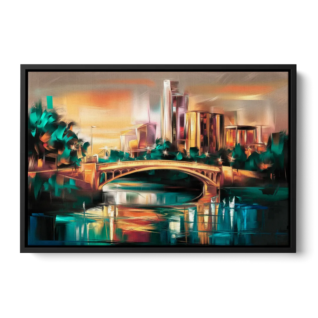 Austin Lamar Boulevard Magic Front - Black Canvas Wall Art