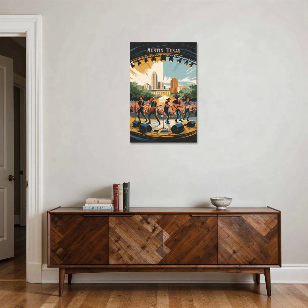 Austin Live Music Capital - Canvas Wall Art - Coffee Table - 24x36