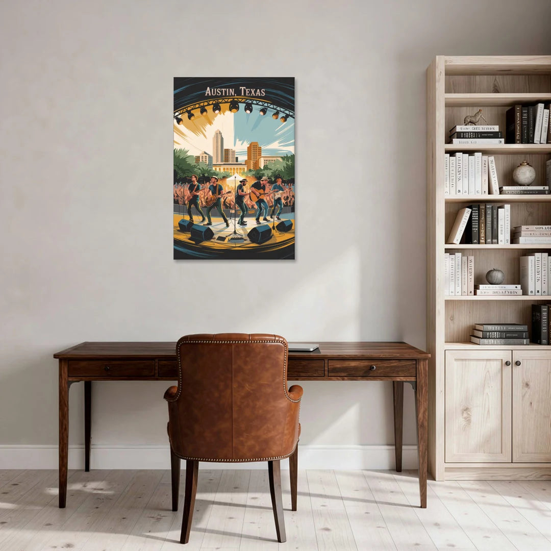Austin Live Music Capital - Canvas Wall Art - Office - 24x36