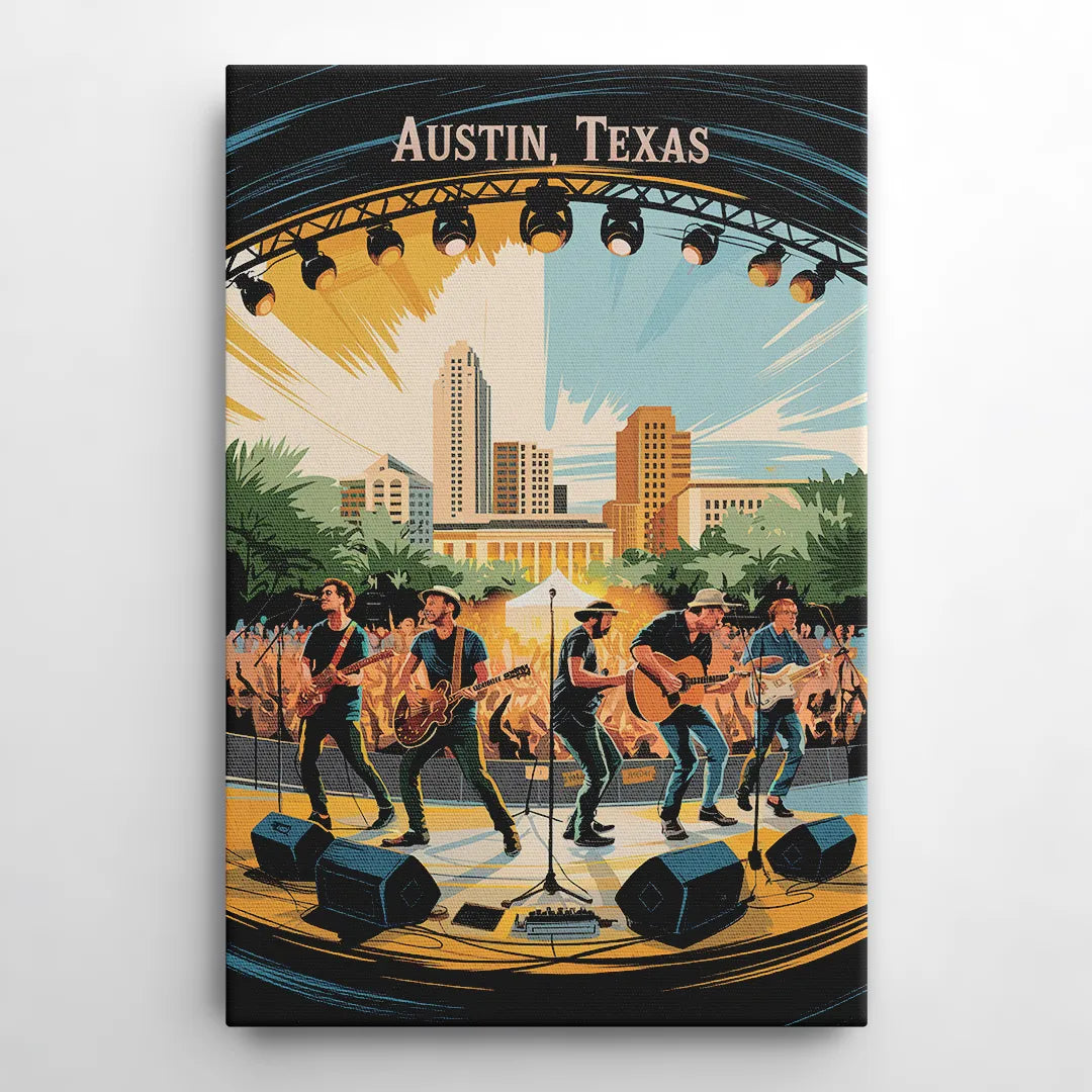 Austin Live Music Capital - Canvas Wall Art