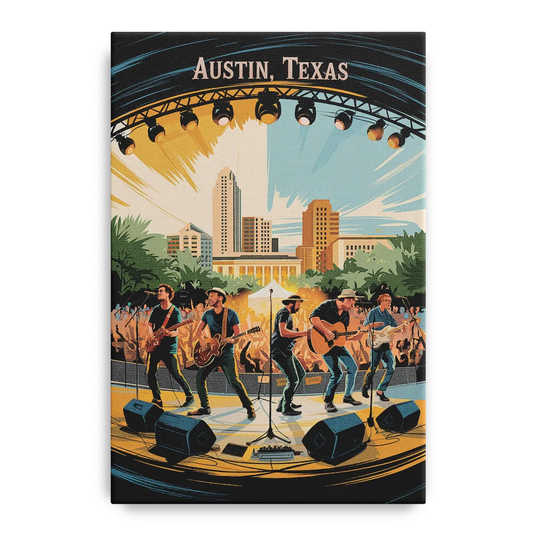 Austin Live Music Capital Front - Canvas Wall Art