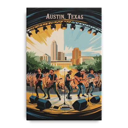 Austin Live Music Capital Front - Canvas Wall Art