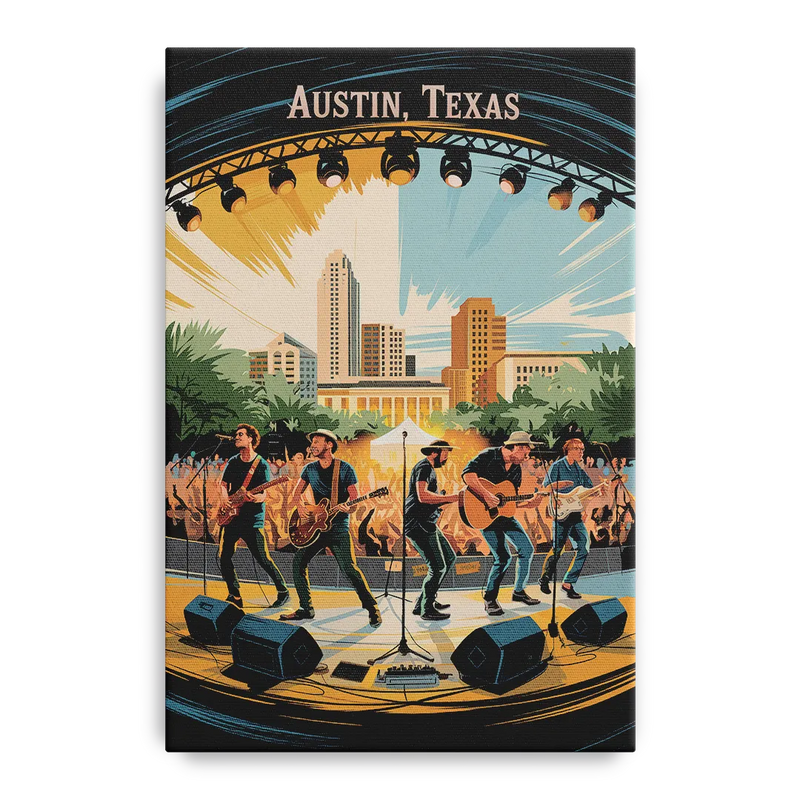 Austin Live Music Capital Front - Canvas Wall Art