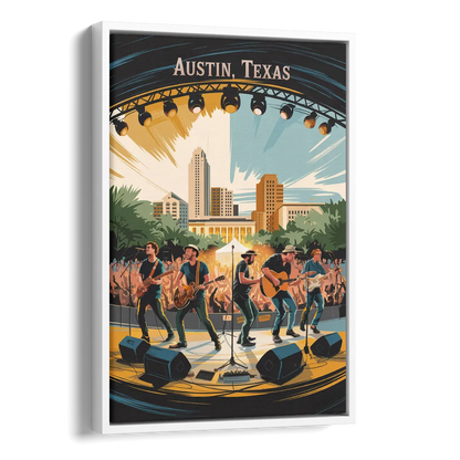 Austin Live Music Capital Side - White Canvas Wall Art