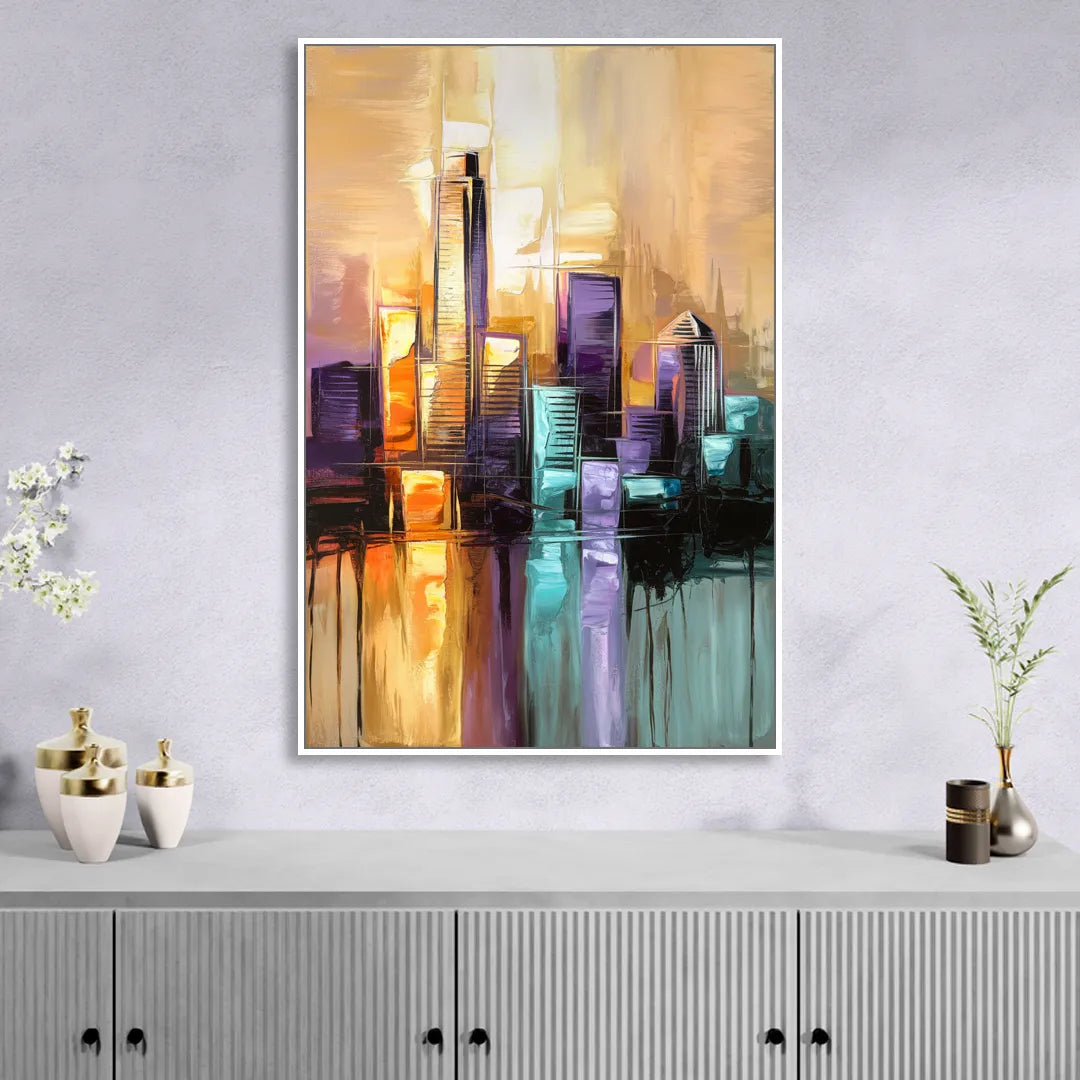 Austin Moody Cityscape Living Room - White Canvas Wall Art