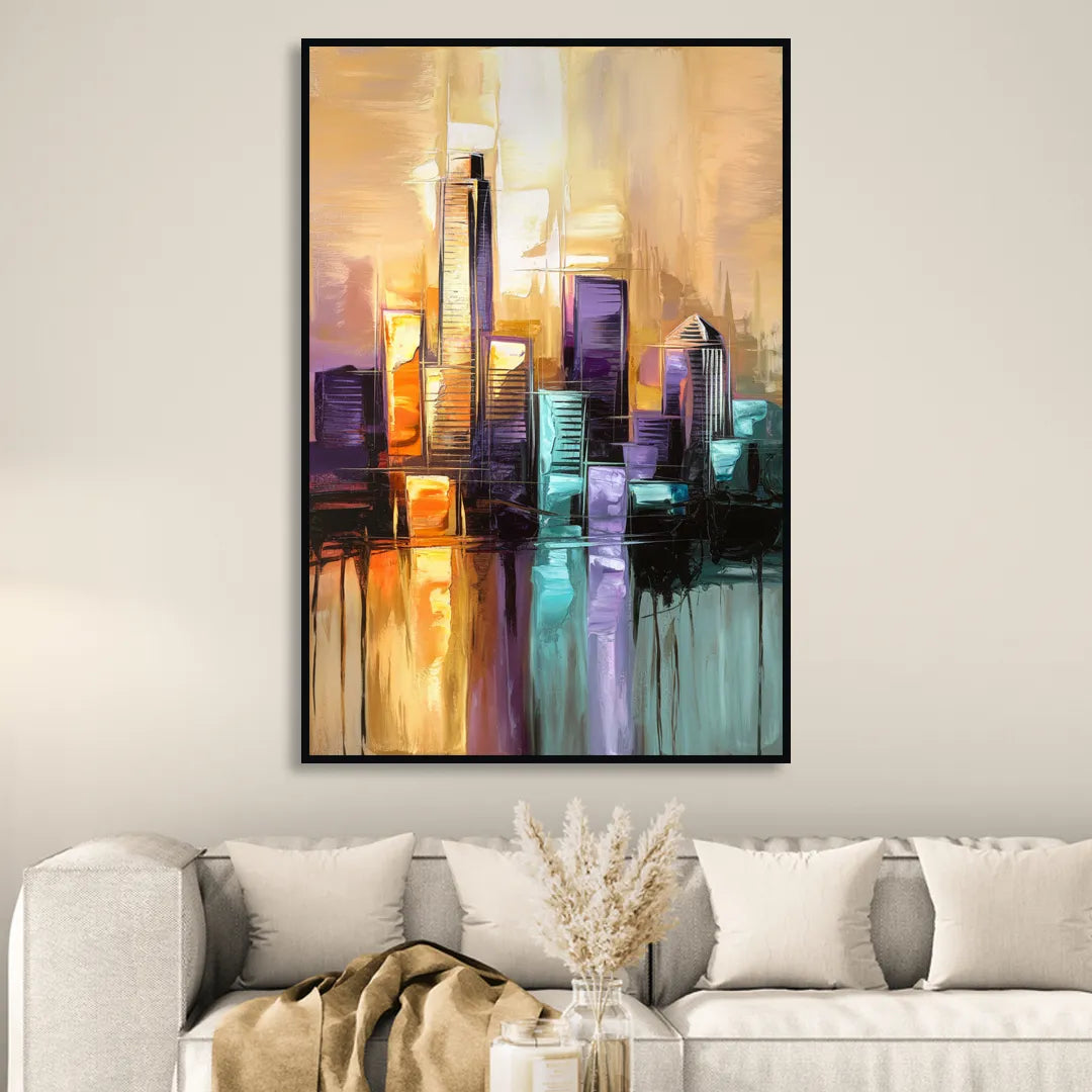 Austin Moody Cityscape Living Room - Black Canvas Wall Art