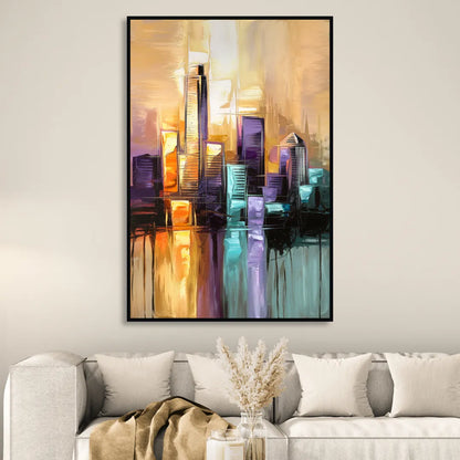 Austin Moody Cityscape Living Room - Black Canvas Wall Art