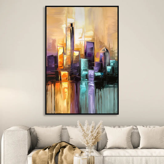 Austin Moody Cityscape Living Room - Black Canvas Wall Art