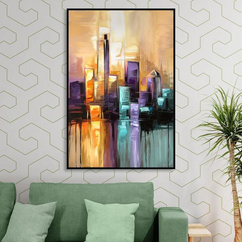 Austin Moody Cityscape Sitting Room - Black Canvas Wall Art