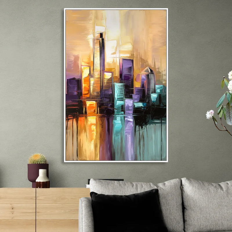 Austin Moody Cityscape Sitting Room - White Canvas Wall Art