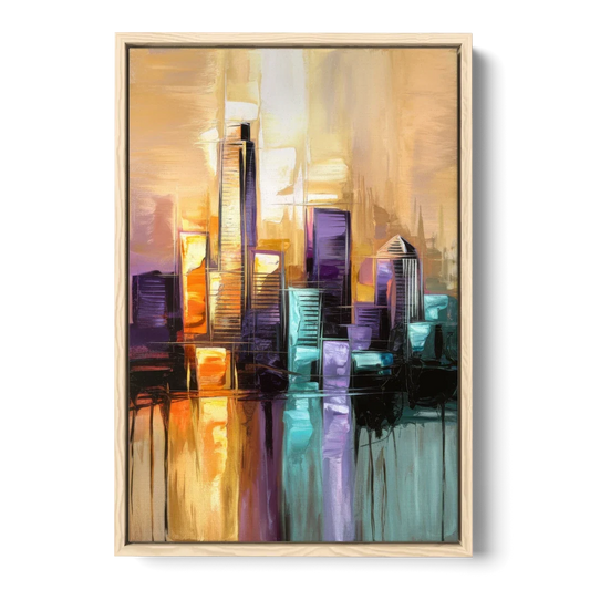 Austin Moody Cityscape - Oak Framed Canvas Wall Art - Front