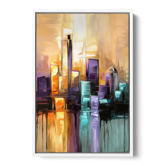 Austin Moody Cityscape - White Framed Canvas Wall Art - Front