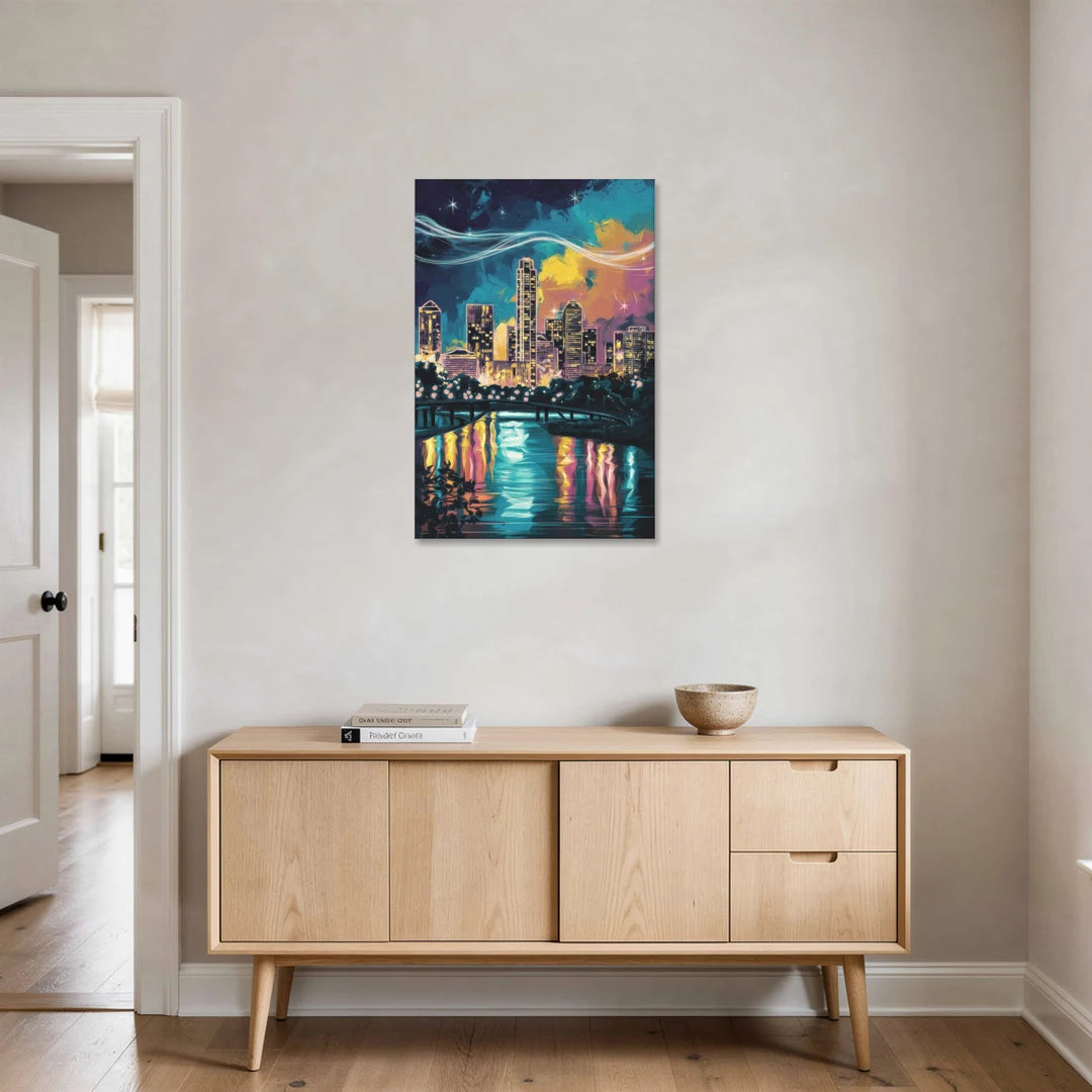 Austin Night Lights - Canvas Wall Art - Coffee Table - 24x36
