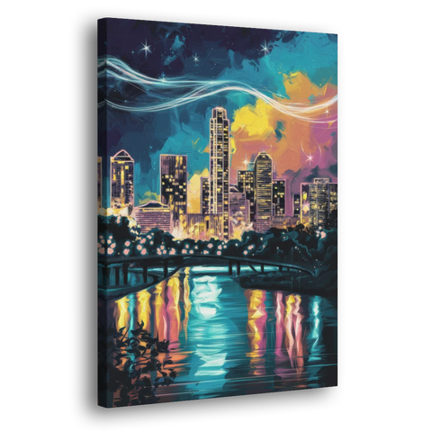 Austin Night Lights - Canvas Wall Art - Side