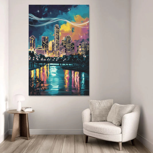 Austin Night Lights - Canvas Wall Art - Sofa - 40x60