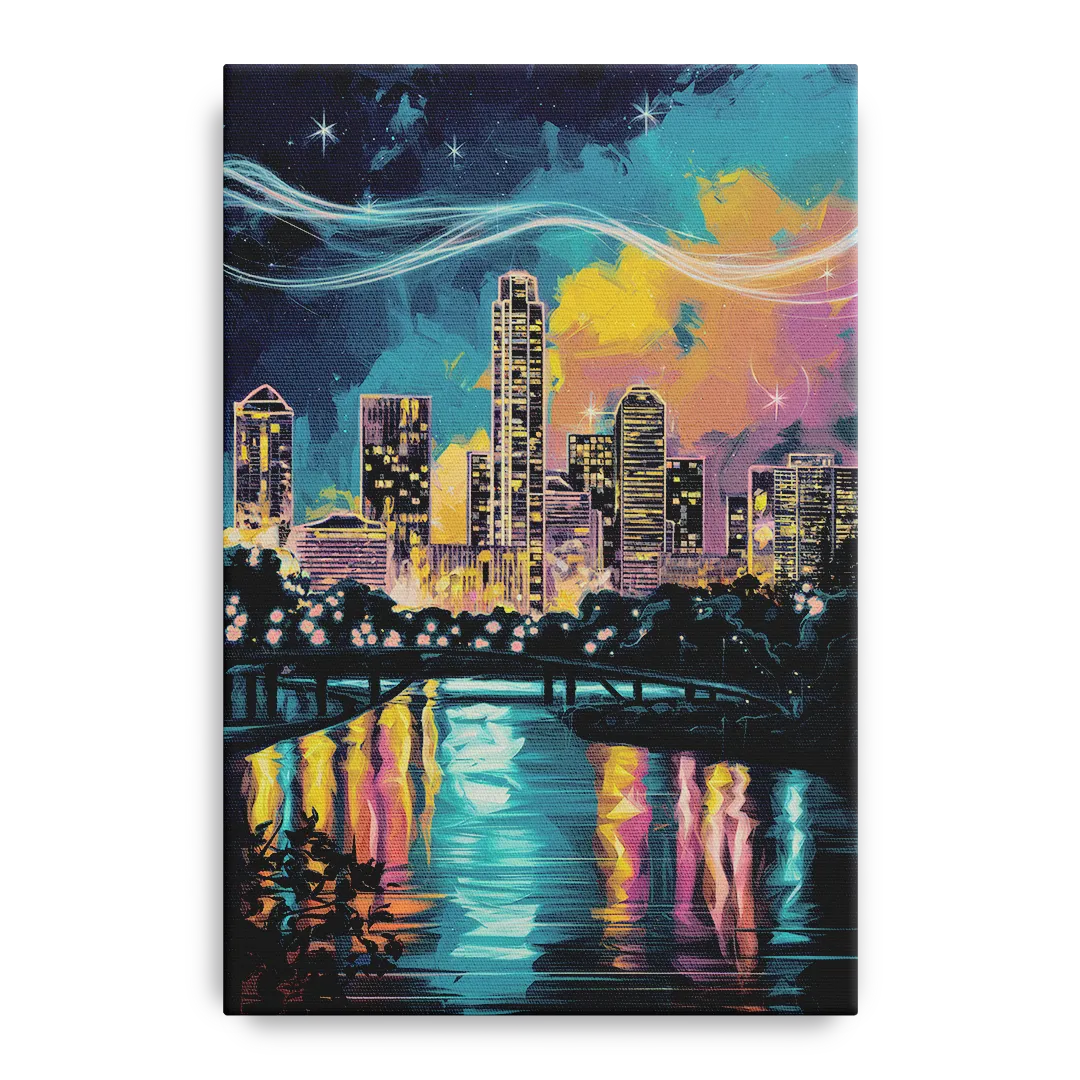 Austin Night Lights Front - Canvas Wall Art
