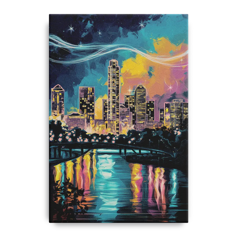 Austin Night Lights Front - Canvas Wall Art