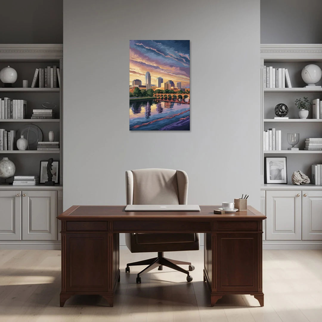 Austin Riverside Reflections - Canvas Wall Art - Office - 24x36