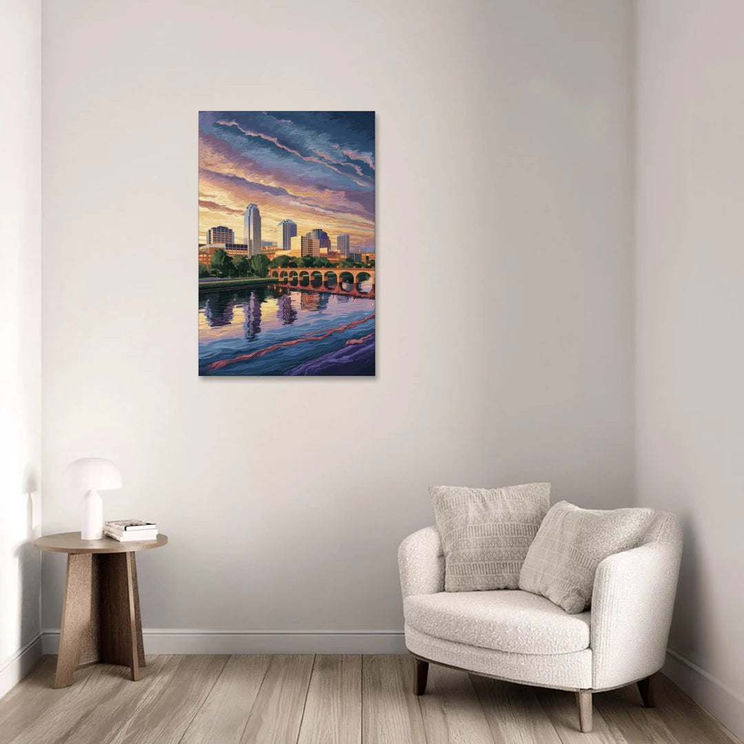 Austin Riverside Reflections - Canvas Wall Art - Sofa - 24x36