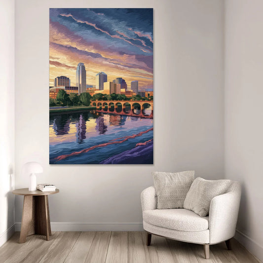 Austin Riverside Reflections - Canvas Wall Art - Sofa - 40x60
